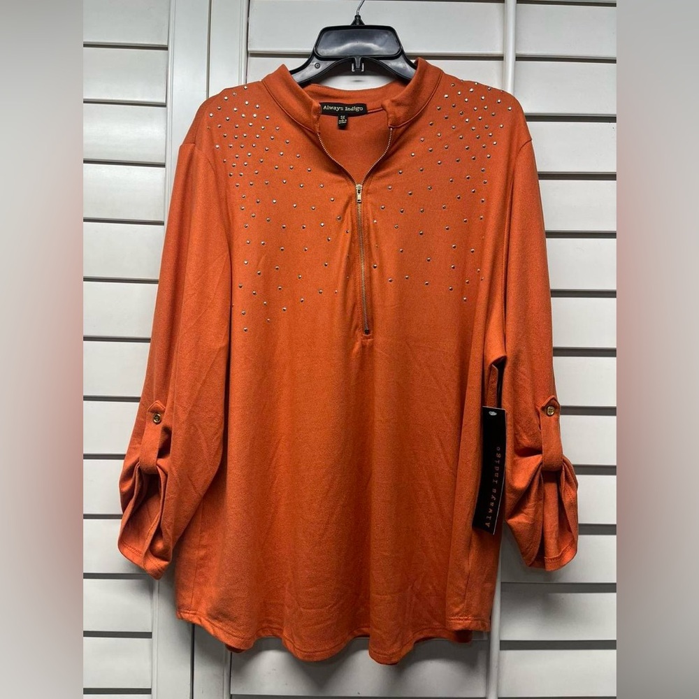 Always Indigo Women's Studded Orange Blouse